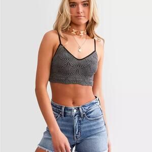 Free People FP Intimately Love Letter Bralette in Black Grey NEW XS/S